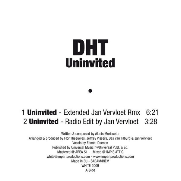 DHT - Uninvited (Hardhouse Single Edit) (2003)